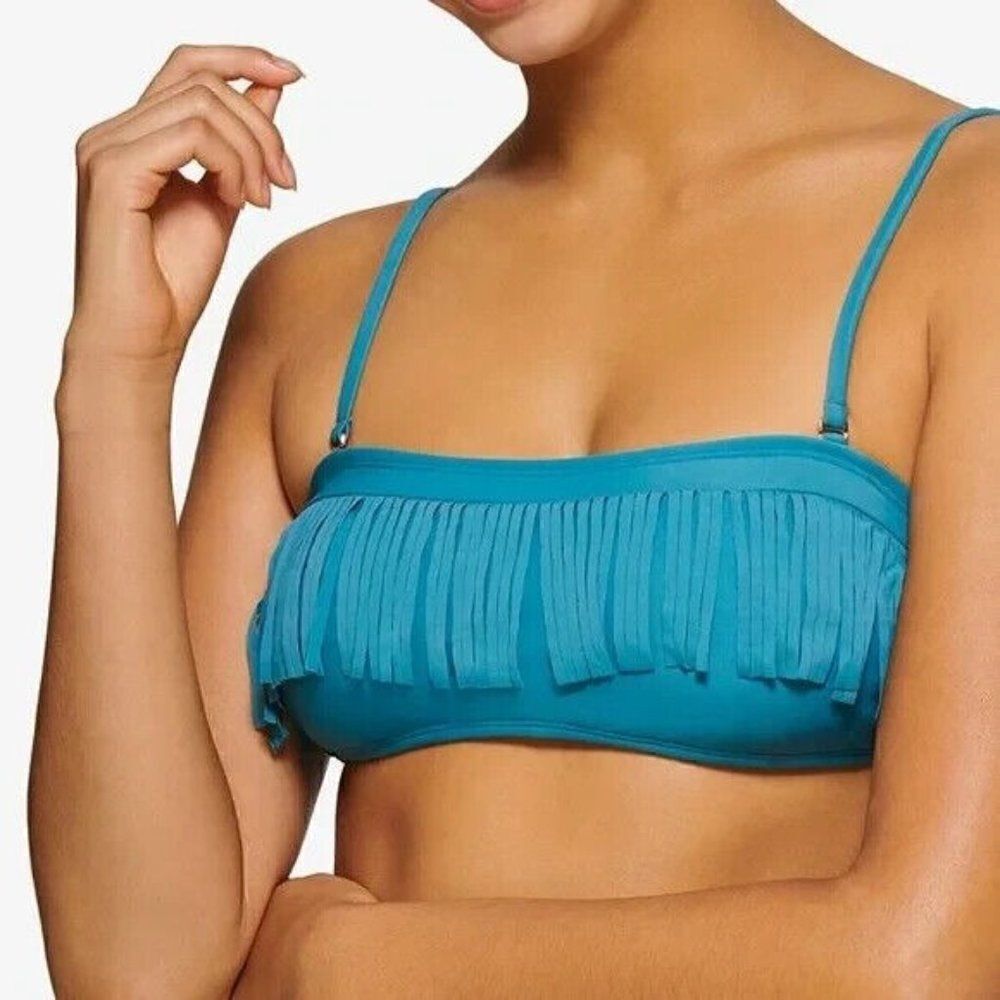 Hula Honey Juniors' Fringe Bandeau Swim Top Size Large NWT